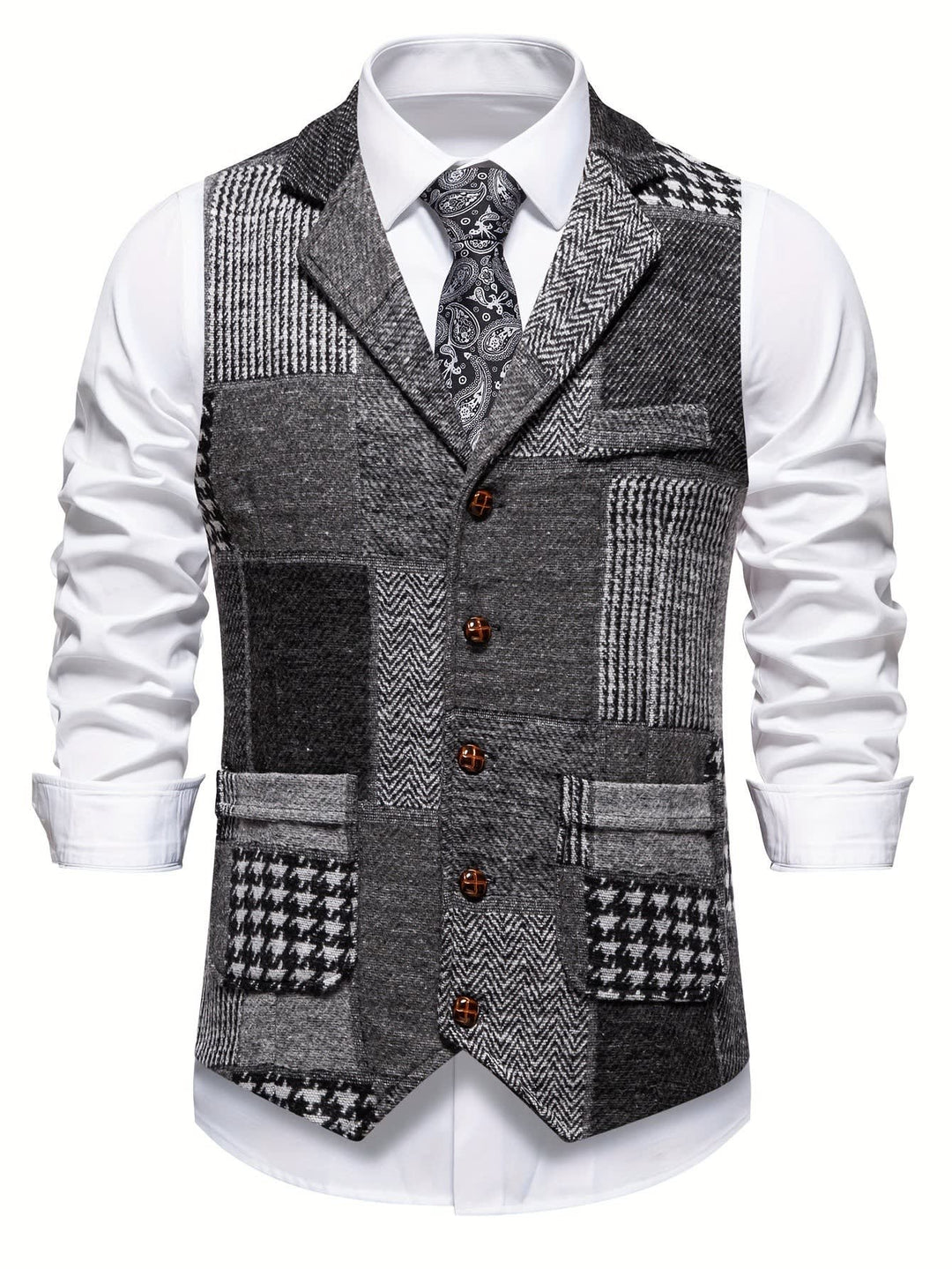 Charlie Patchwork Herringbone Vest