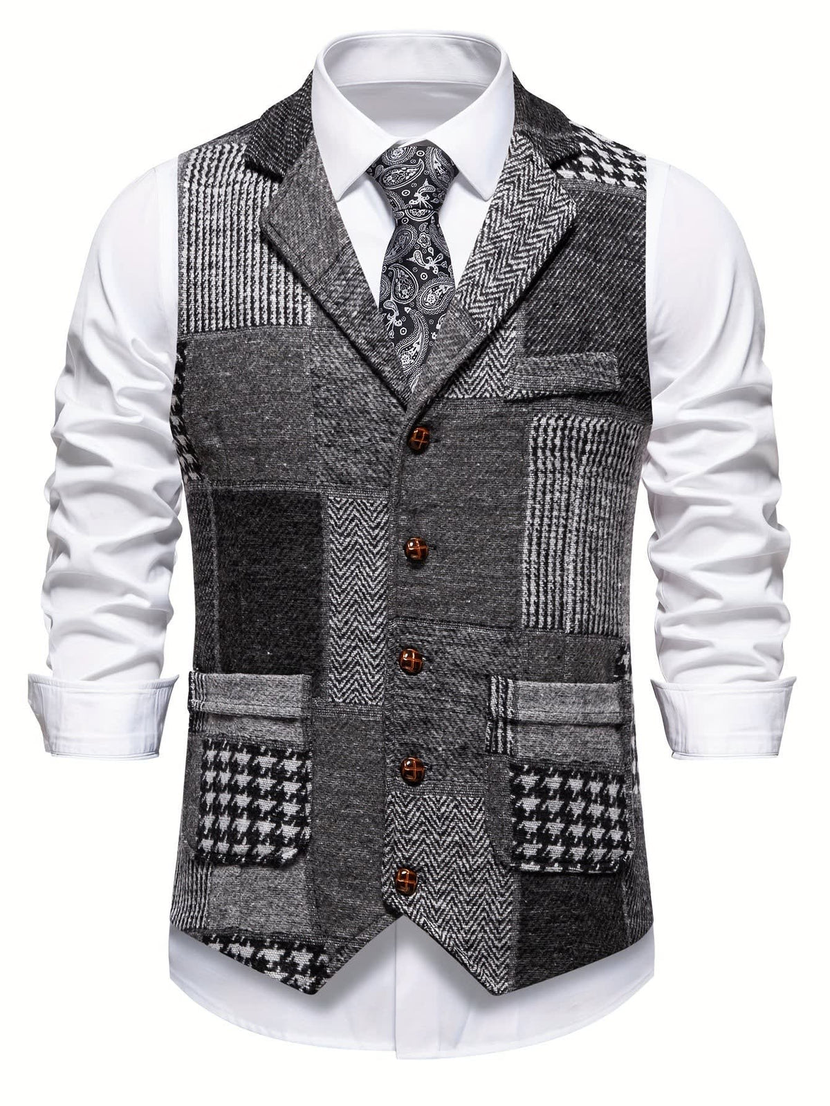 Charlie Patchwork Herringbone Vest_2