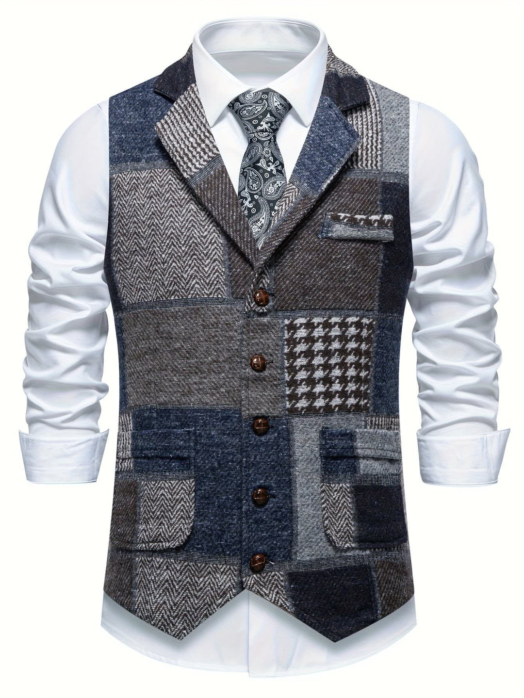 Charlie Patchwork Herringbone Vest