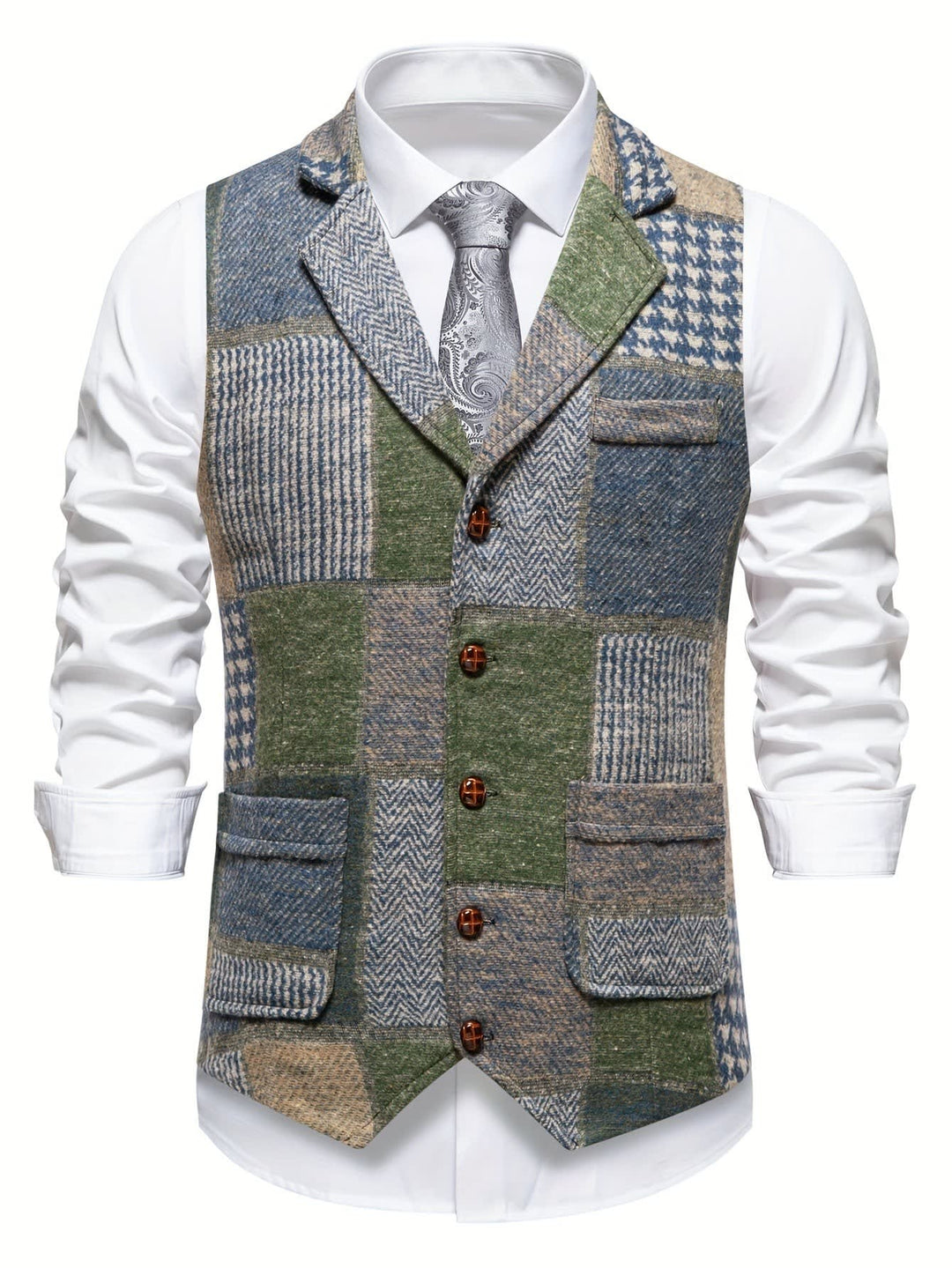 Charlie Patchwork Herringbone Vest