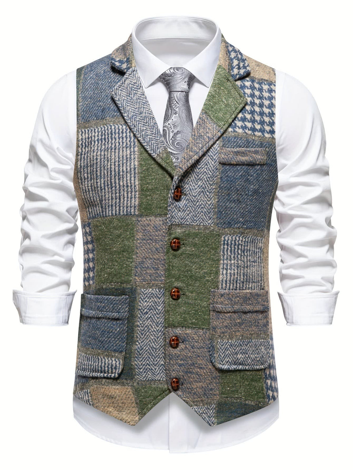 Charlie Patchwork Herringbone Vest_4