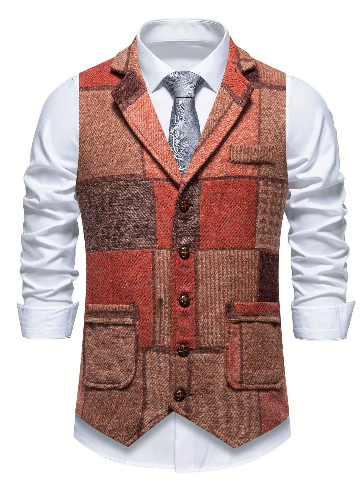 Charlie Patchwork Herringbone Vest_5