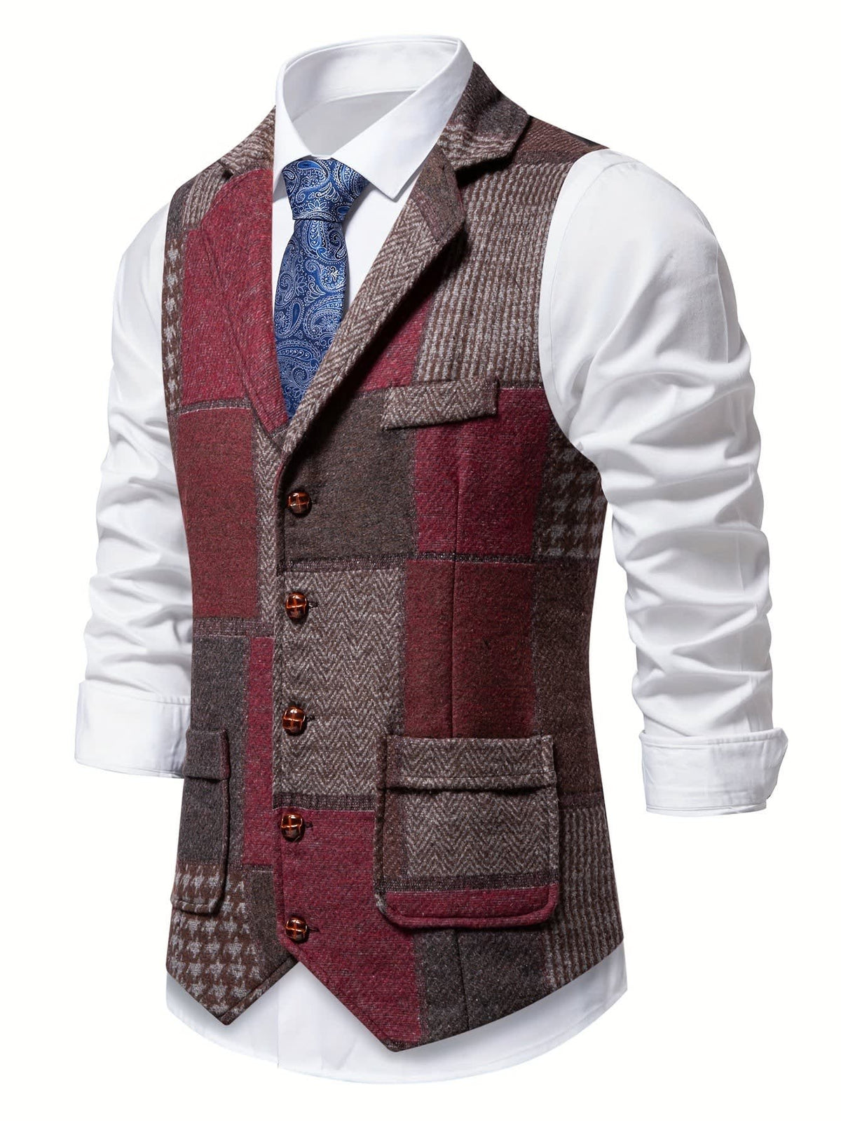 Charlie Patchwork Herringbone Vest_7