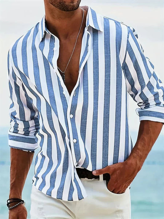 Eli Striped Relaxed Fit Long Sleeve Shirt_1