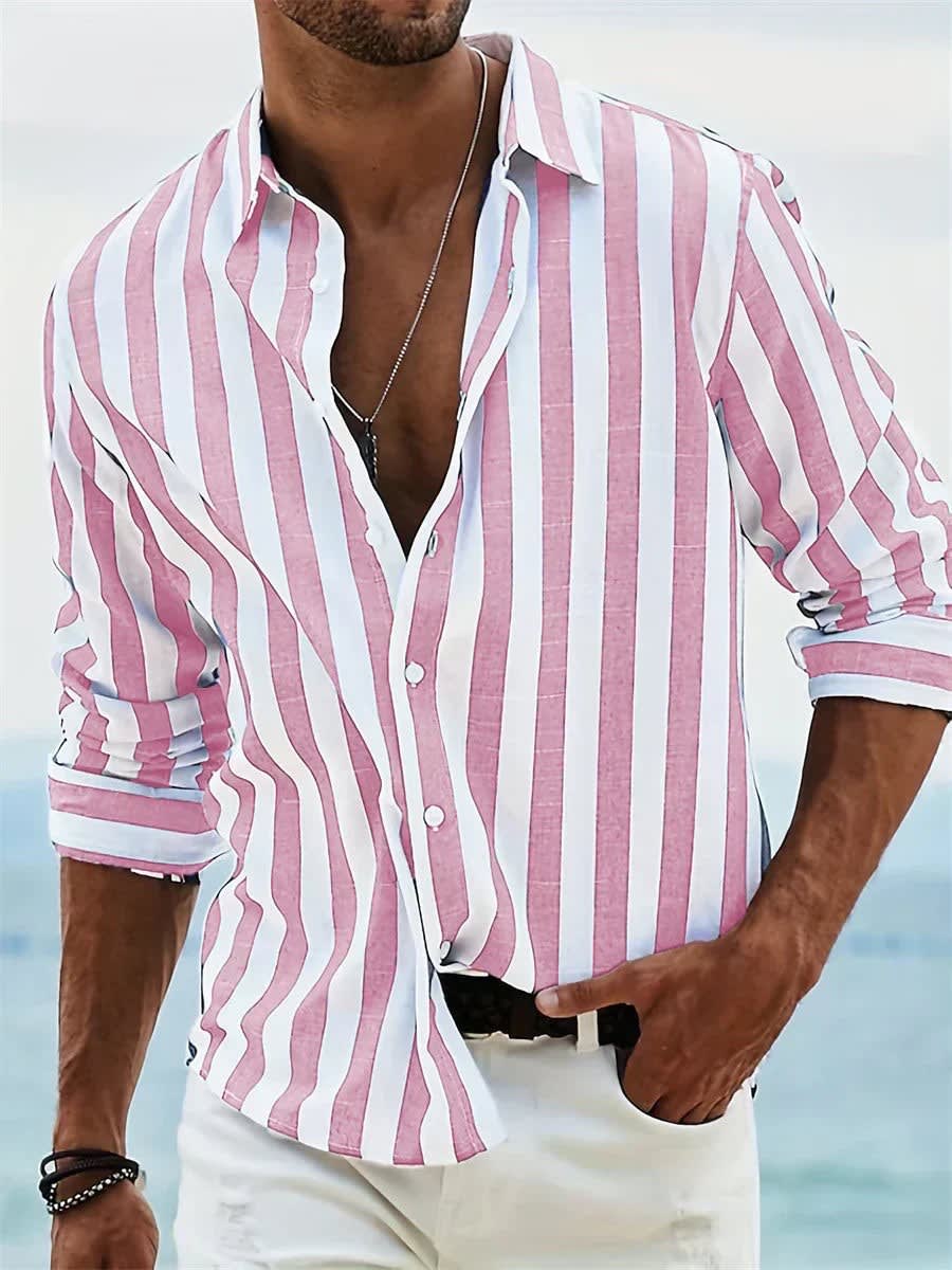 Eli Striped Relaxed Fit Long Sleeve Shirt_4