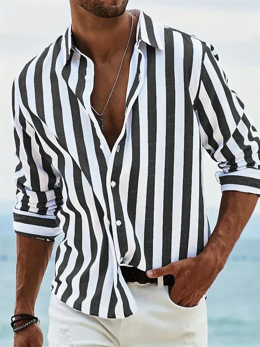 Eli Striped Relaxed Fit Long Sleeve Shirt