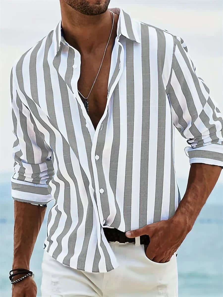 Eli Striped Relaxed Fit Long Sleeve Shirt_6