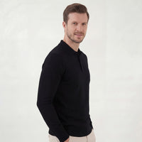 Otis Black Long Sleeve Knit Polo