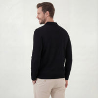 Otis Black Long Sleeve Knit Polo