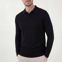 Otis Black Long Sleeve Knit Polo