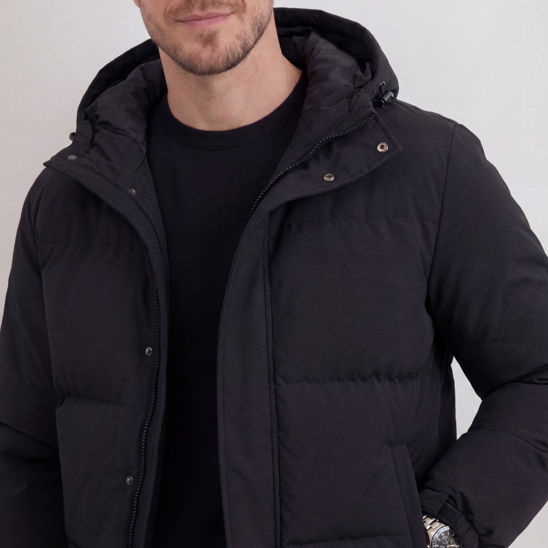 Lockwood Black Hooded Puffer Jacket_4