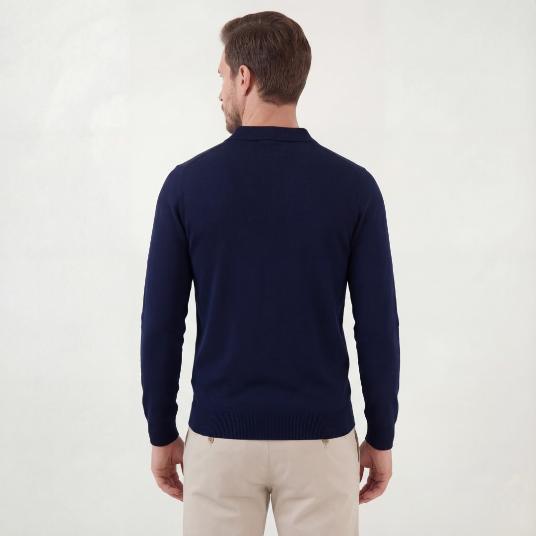 Owen Navy Long Sleeve Knit Polo_3