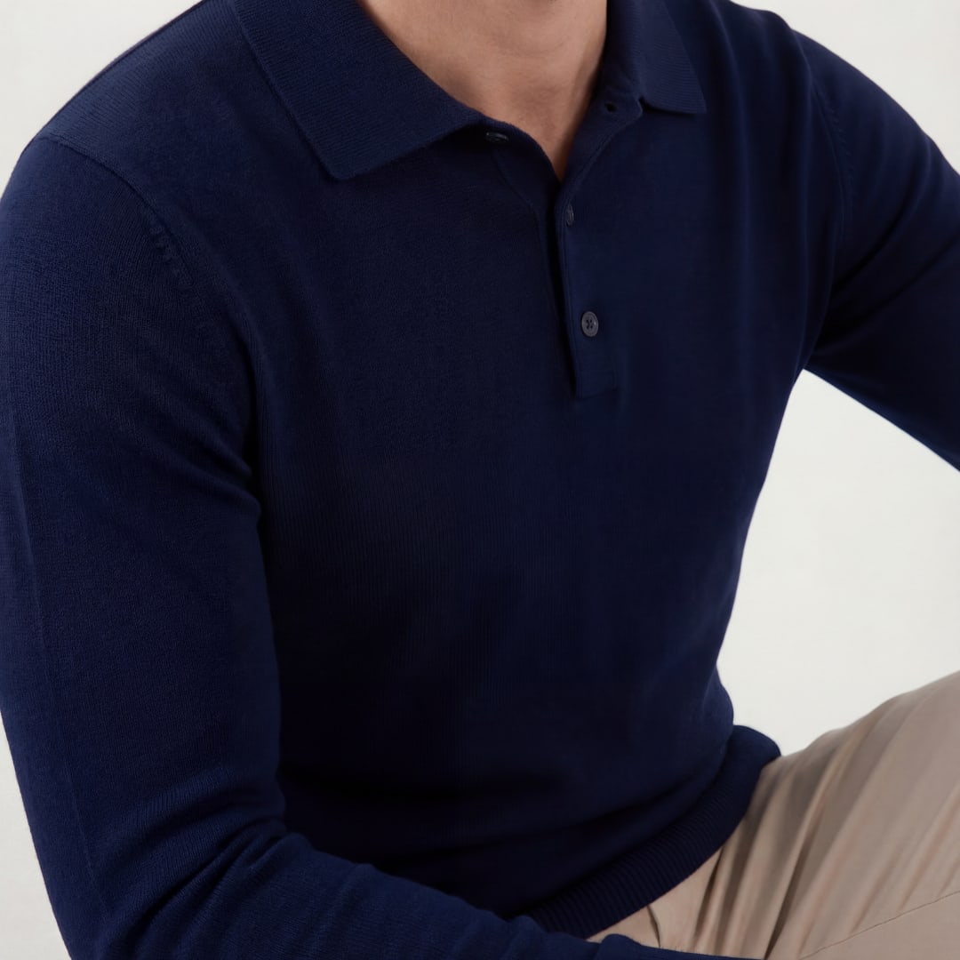 Owen Navy Long Sleeve Knit Polo_4