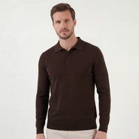 Paxton Brown Long Sleeve Knit Polo