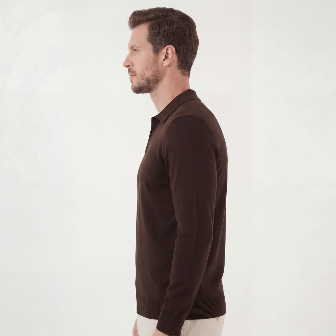 Paxton Brown Long Sleeve Knit Polo
