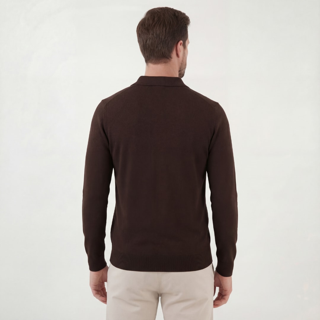 Paxton Brown Long Sleeve Knit Polo
