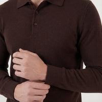 Paxton Brown Long Sleeve Knit Polo