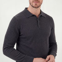 Phoenix Charcoal Long Sleeve Knit Polo