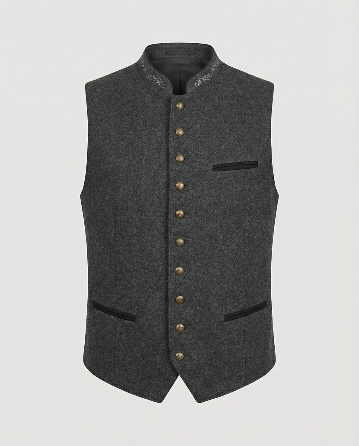 Carlos Stand Collar Button Vest_1