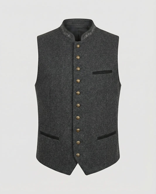Carlos Stand Collar Button Vest_1