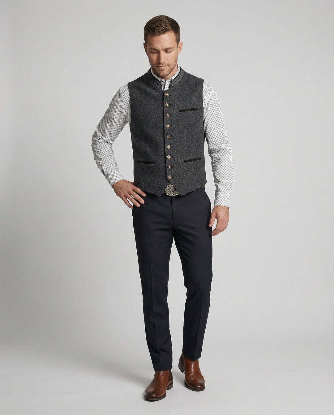 Carlos Stand Collar Button Vest