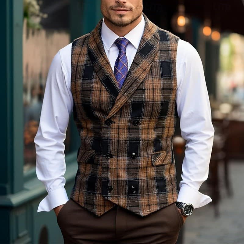 Connor Plaid Double Breasted Vest