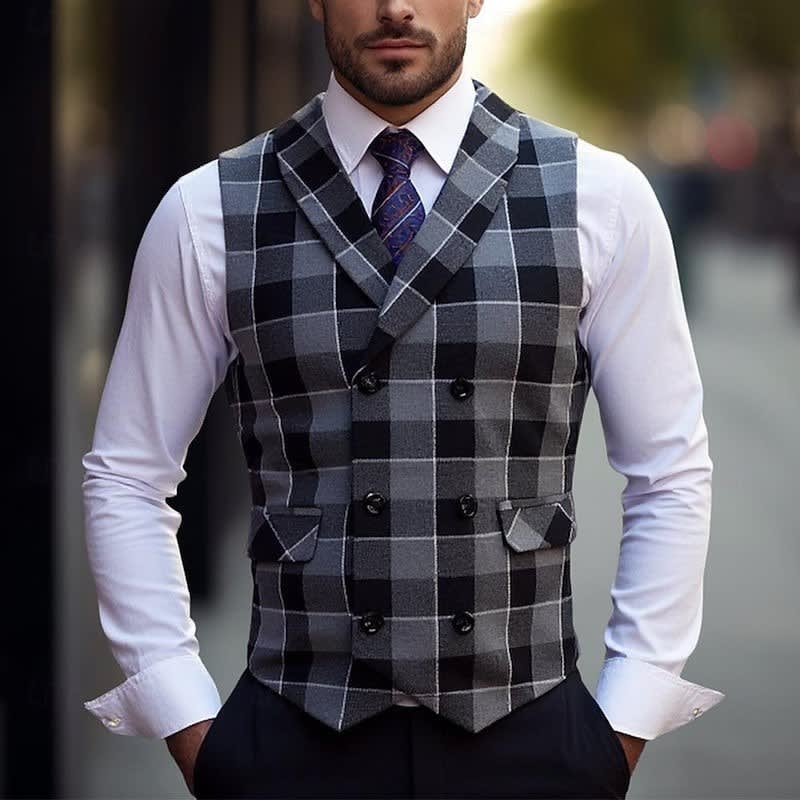 Connor Plaid Double Breasted Vest