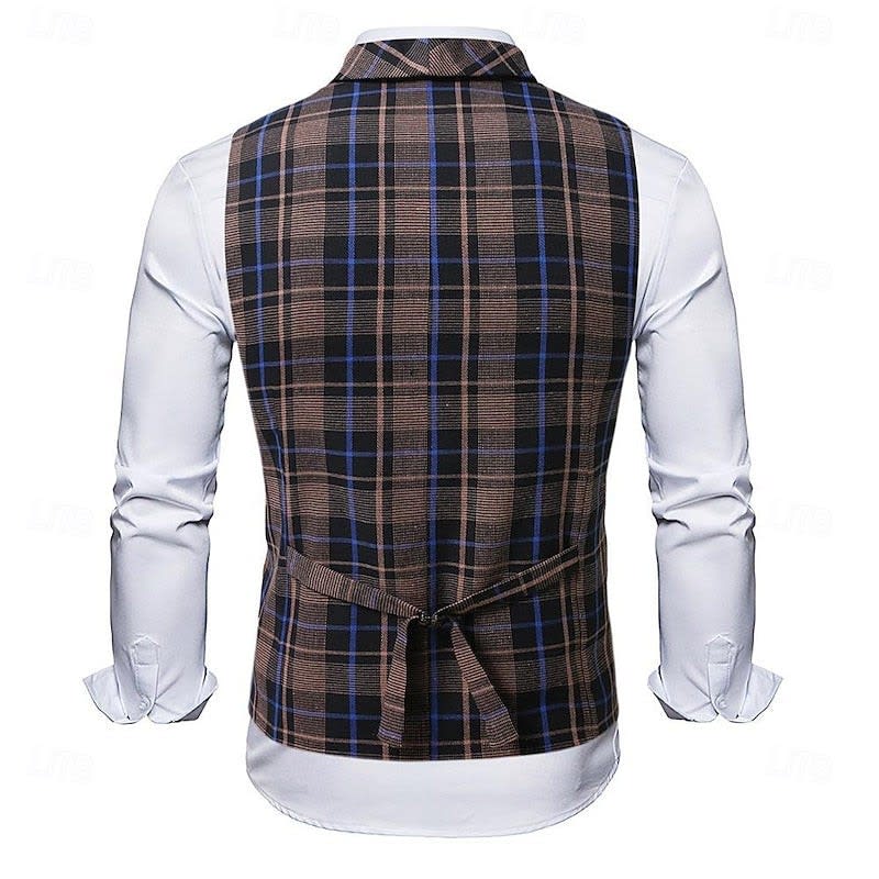 Connor Plaid Double Breasted Vest_5