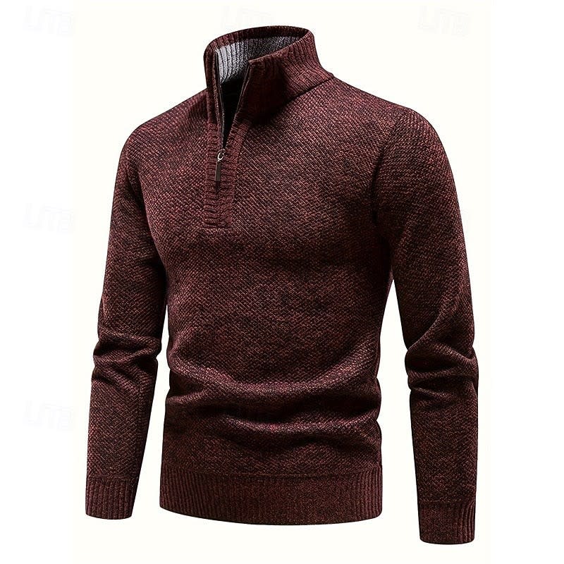 Elliot Textured Knit Quarter Zip Sweater_3