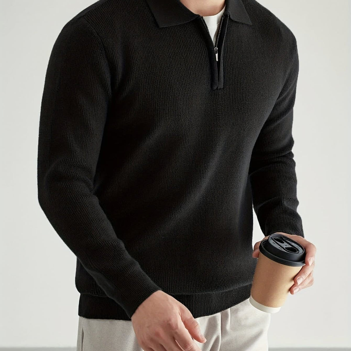 Grayson Knit Quarter Zip Polo Sweater_1
