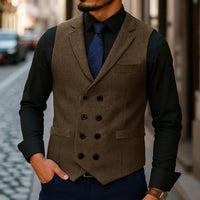 Chase Double Breasted Herringbone Vest