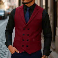 Chase Double Breasted Herringbone Vest