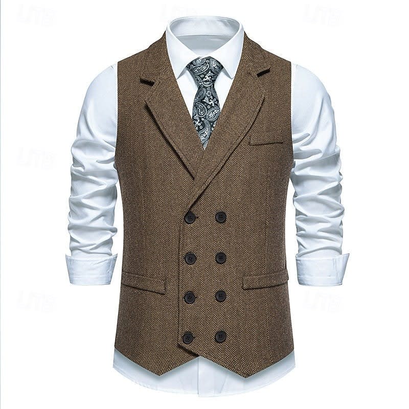 Chase Double Breasted Herringbone Vest