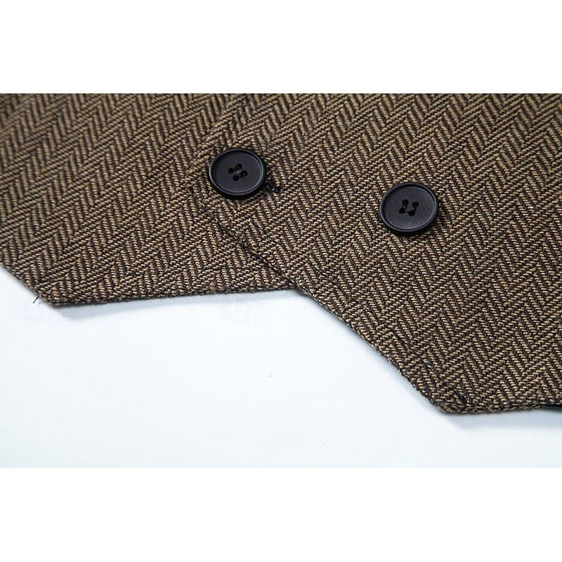 Chase Double Breasted Herringbone Vest_7