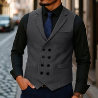 Chase Double Breasted Herringbone Vest