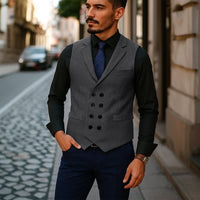 Chase Double Breasted Herringbone Vest