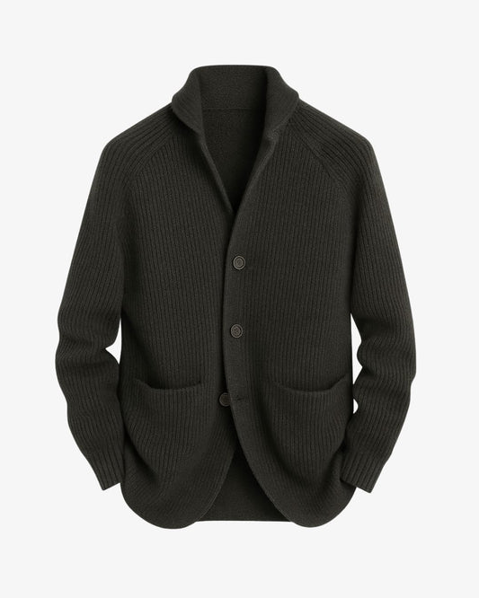 Clayton Lapel Collar Ribbed Knit Cardigan_1