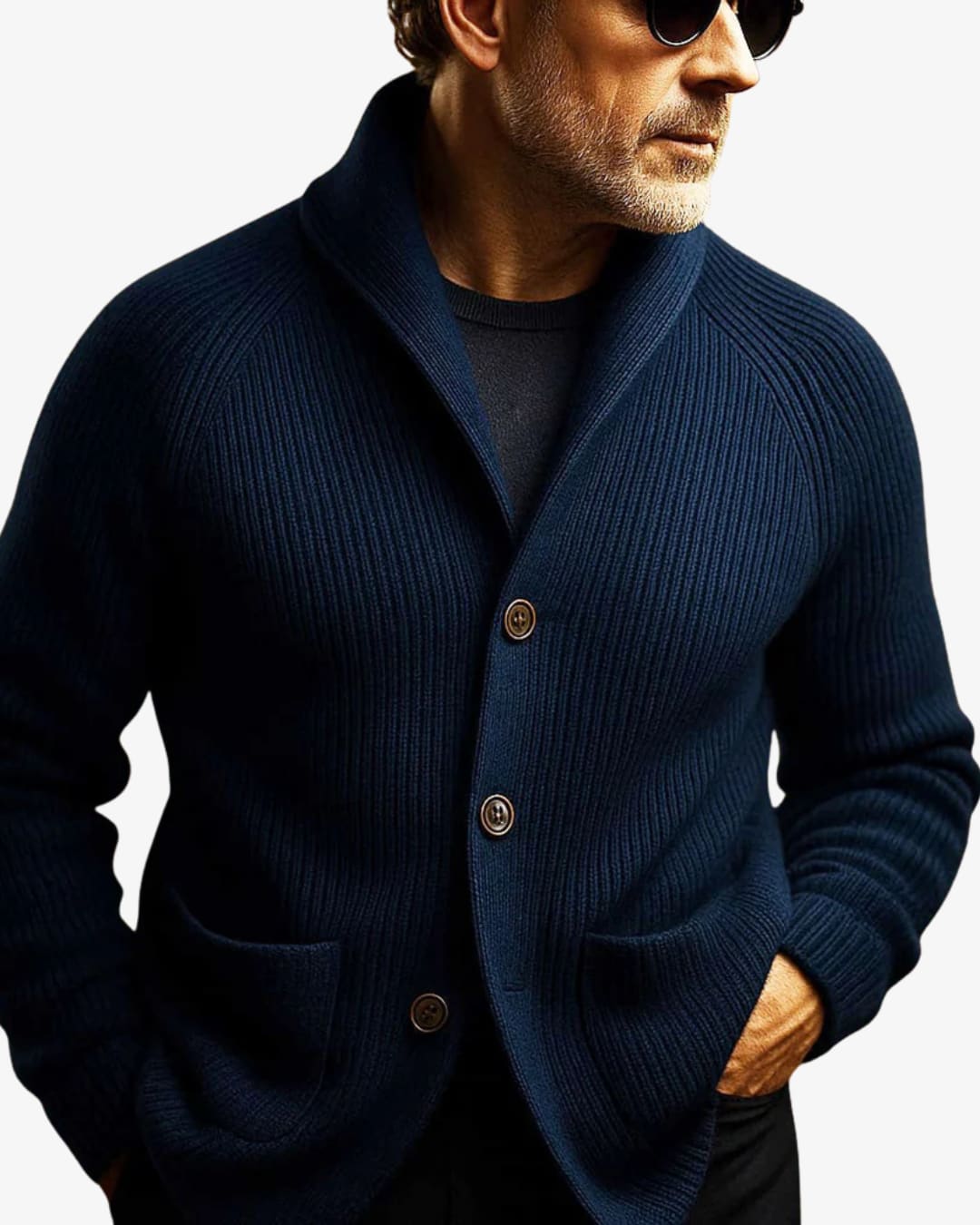 Clayton Lapel Collar Ribbed Knit Cardigan