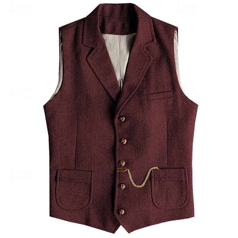 Caleb Herringbone Lapel Vest_2