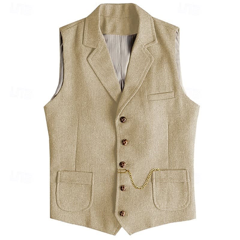 Caleb Herringbone Lapel Vest