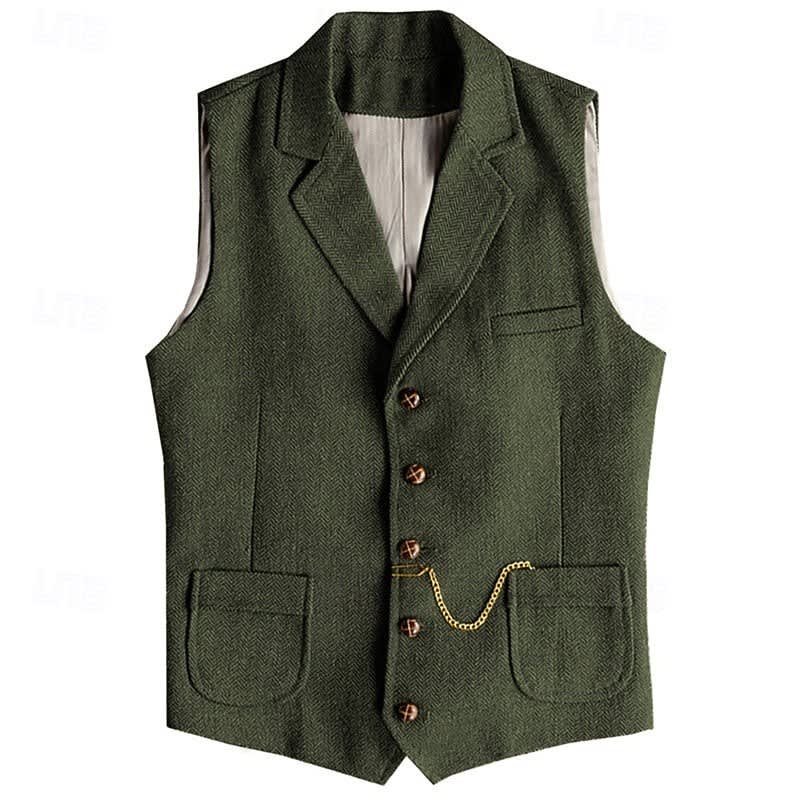 Caleb Herringbone Lapel Vest_4