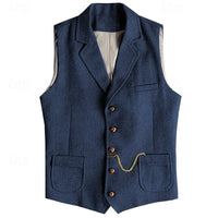 Caleb Herringbone Lapel Vest