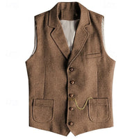 Caleb Herringbone Lapel Vest