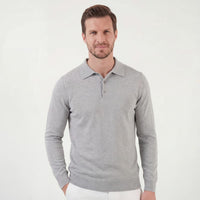 Pierce Gray Long Sleeve Knit Polo