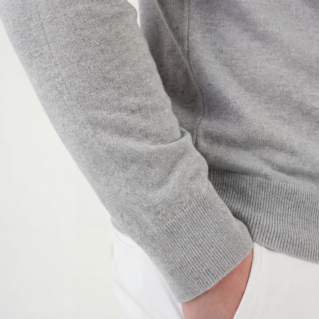 Pierce Gray Long Sleeve Knit Polo_4