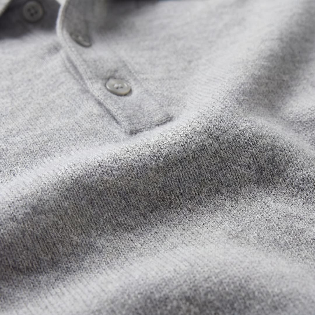 Pierce Gray Long Sleeve Knit Polo_5