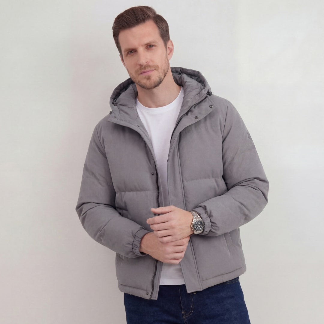 Lombard Gray Hooded Puffer Jacket_1