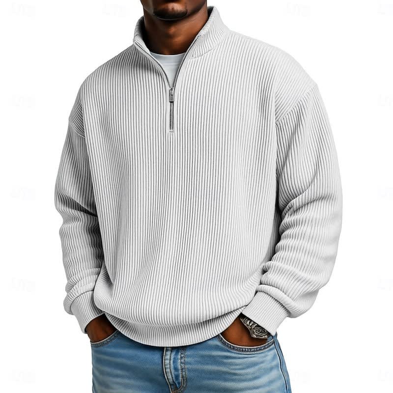 Wesley Ribbed Quarter Zip Sweater