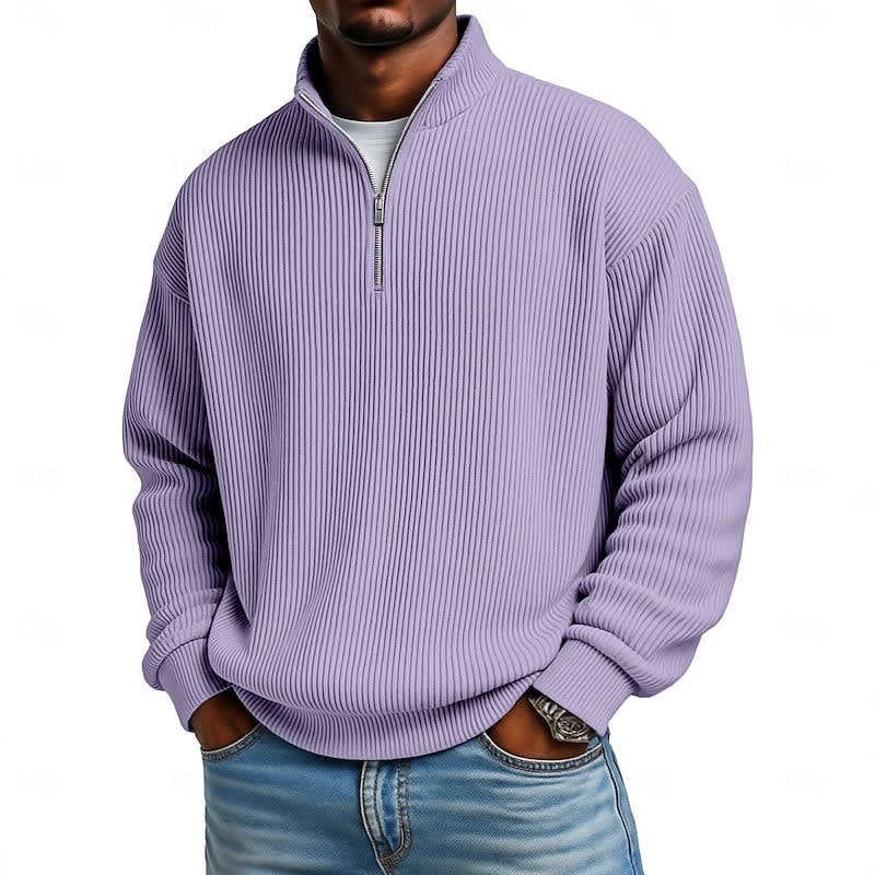 Wesley Ribbed Quarter Zip Sweater