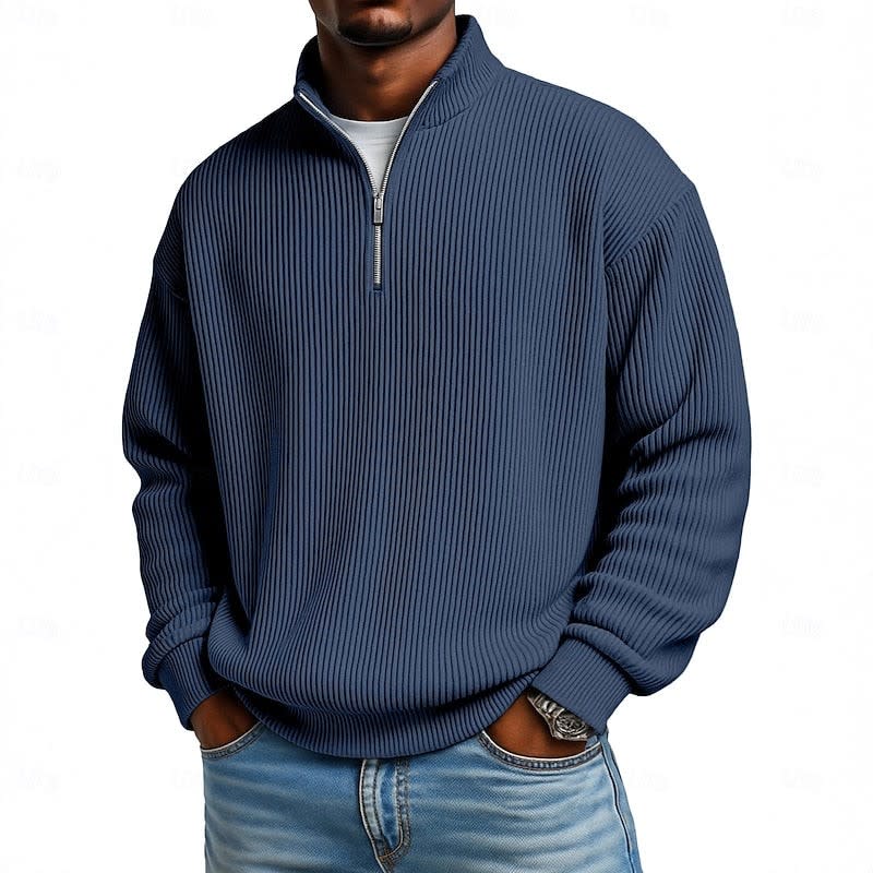 Wesley Ribbed Quarter Zip Sweater